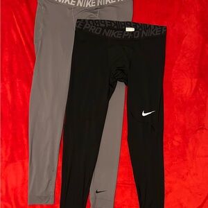 (2) Nike Compression Tights-Grey & Black-XXL